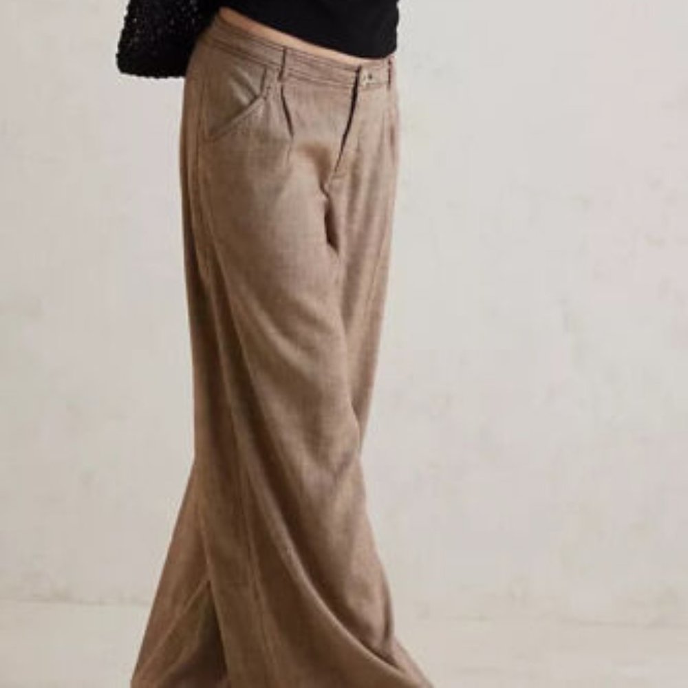 Anthropologie Wide-Leg Trousers in Tan - Picture 4 of 10